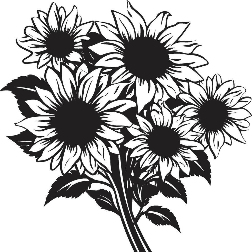 gouden gloed kam elegant logo met zonnebloemen in vol bloeien velden van vreugde insigne vector zonnebloemen logo voor opbeurend branding