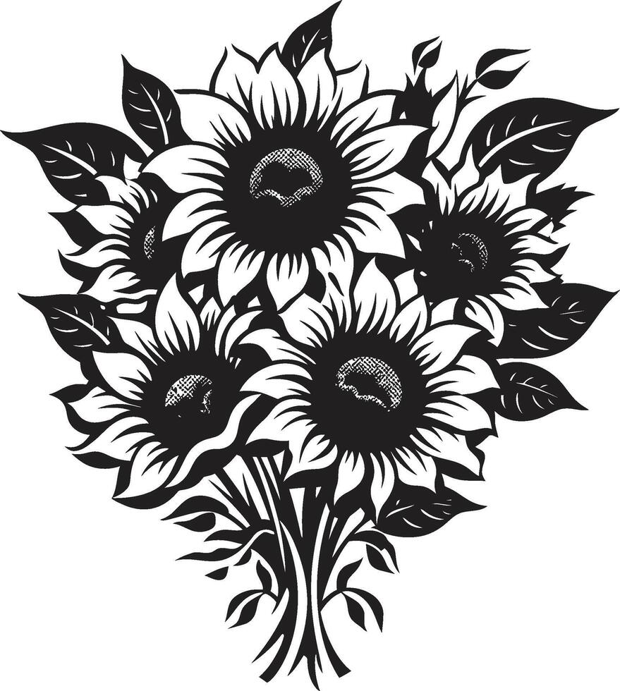 stralend veerkracht insigne bevallig zonnebloemen ontwerp voor natuurlijk in beroep gaan zonnebloem symfonie insigne chique logo met delicaat zonnebloemen vector