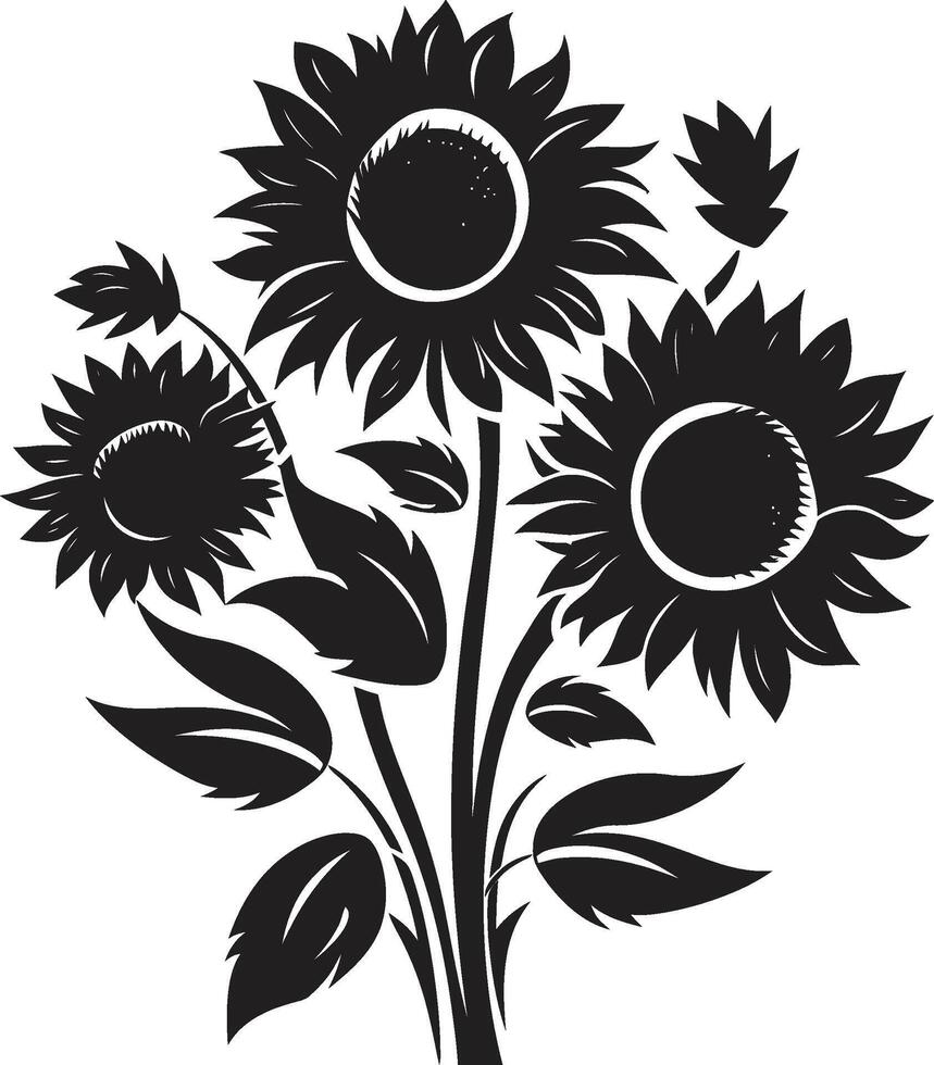 zon gekust elegantie insigne chique logo met delicaat zonnebloemen levendig vitaliteit kam levendig zonnebloemen icoon voor energiek branding vector