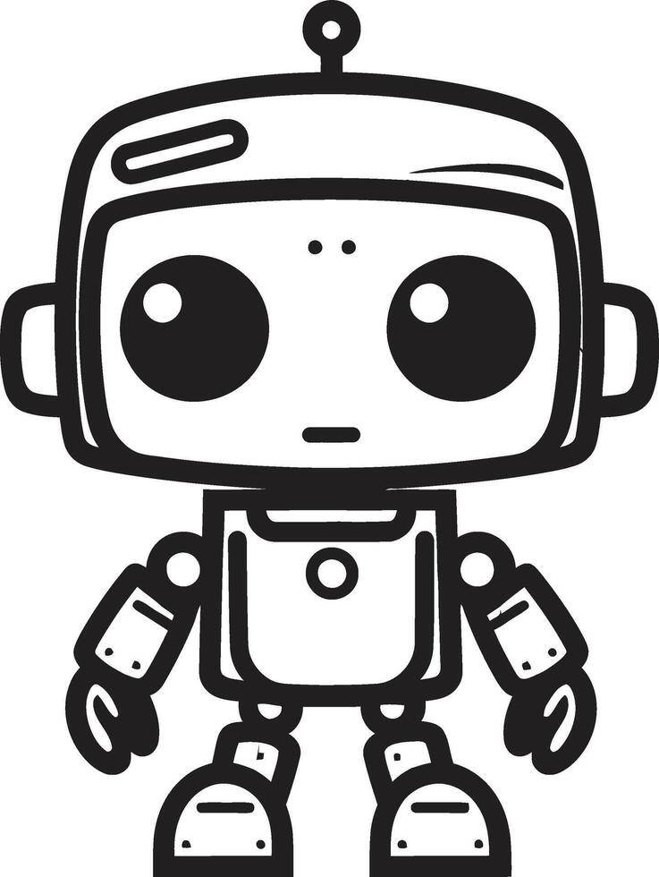 pint formaat vriend insigne schattig robot Chatbot logo voor compact verbindingen praatbox totem kam vector icoon van een klein en schattig robot voor babbelen genot