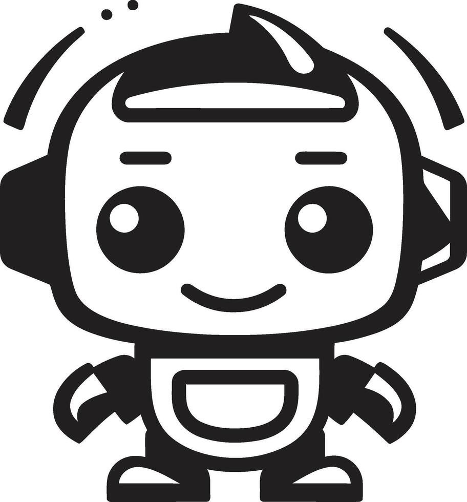 nano duwtje insigne schattig robot Chatbot logo voor digitaal bijstand micro wonder insigne compact robot logo voor gemoedelijk magie vector