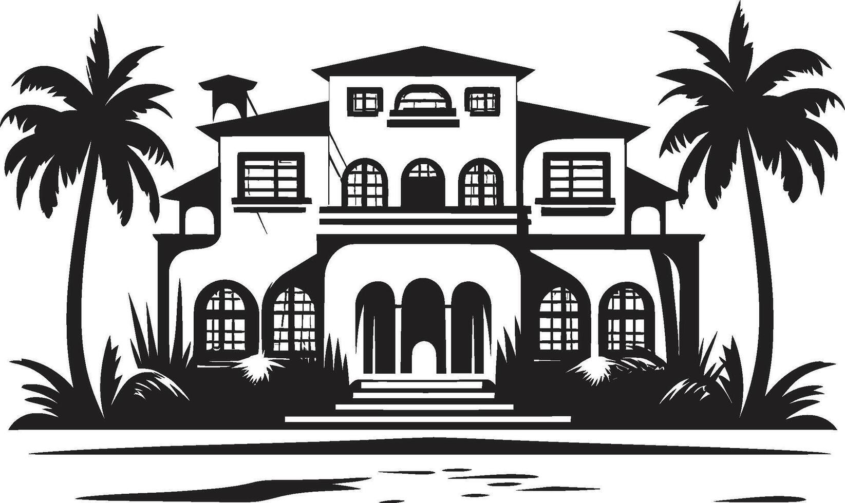 stedelijk Utopia insigne vector ontwerp van een modern villa voor stad leven ontwerp harmonie insigne artistiek logo met modern villa