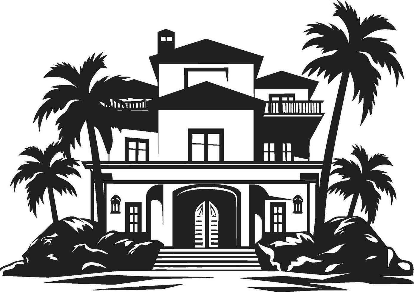 stedelijk Utopia insigne elegant logo met een modern villa icoon voor stad leven hedendaags charme insigne modern villa logo ontwerp voor tijdloos elegantie vector