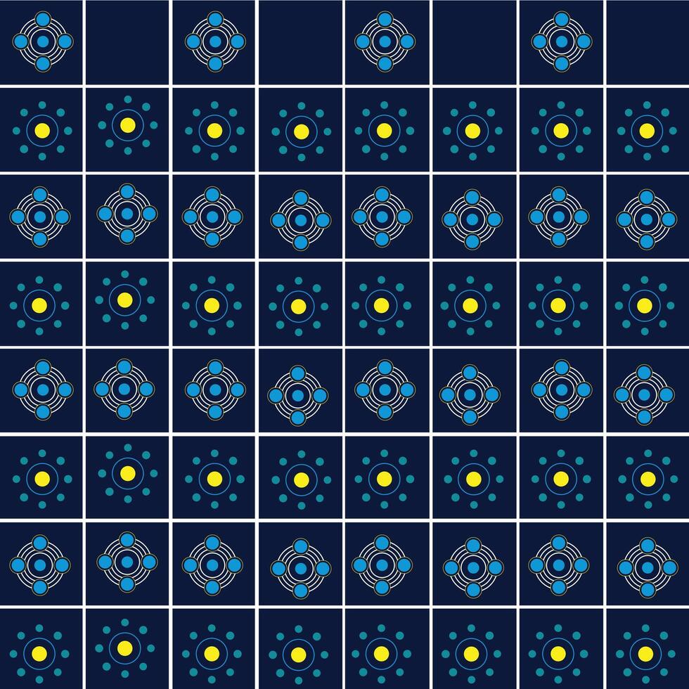 blauw en geel cirkels en dots naadloos patroon vector