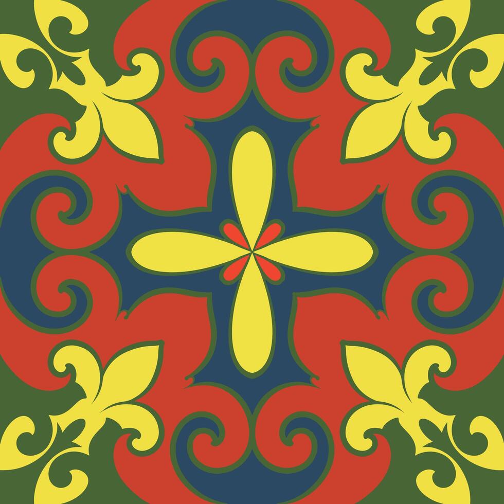 achtergrond wijnoogst mandala ornament tegels keramiek, meetkundig retro mozaïek- patroon vector