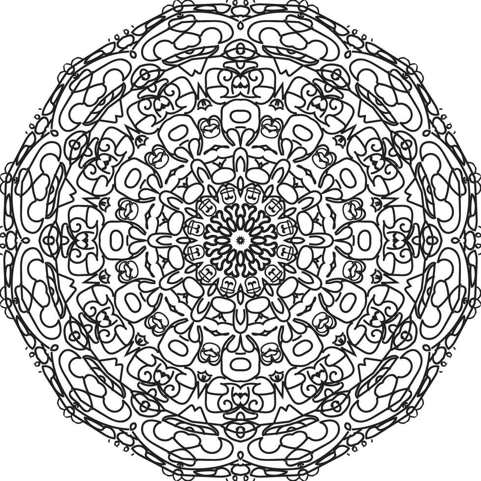 cirkelvormig patroon in de vorm van mandala voor henna, mehndi, tatoeage, decoratie. decoratief ornament in etnische oosterse stijl. kleurboek pagina. vector