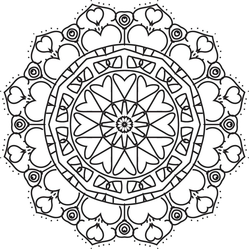 cirkelvormig patroon in de vorm van mandala voor henna, mehndi, tatoeage, decoratie. decoratief ornament in etnische oosterse stijl. kleurboek pagina. vector