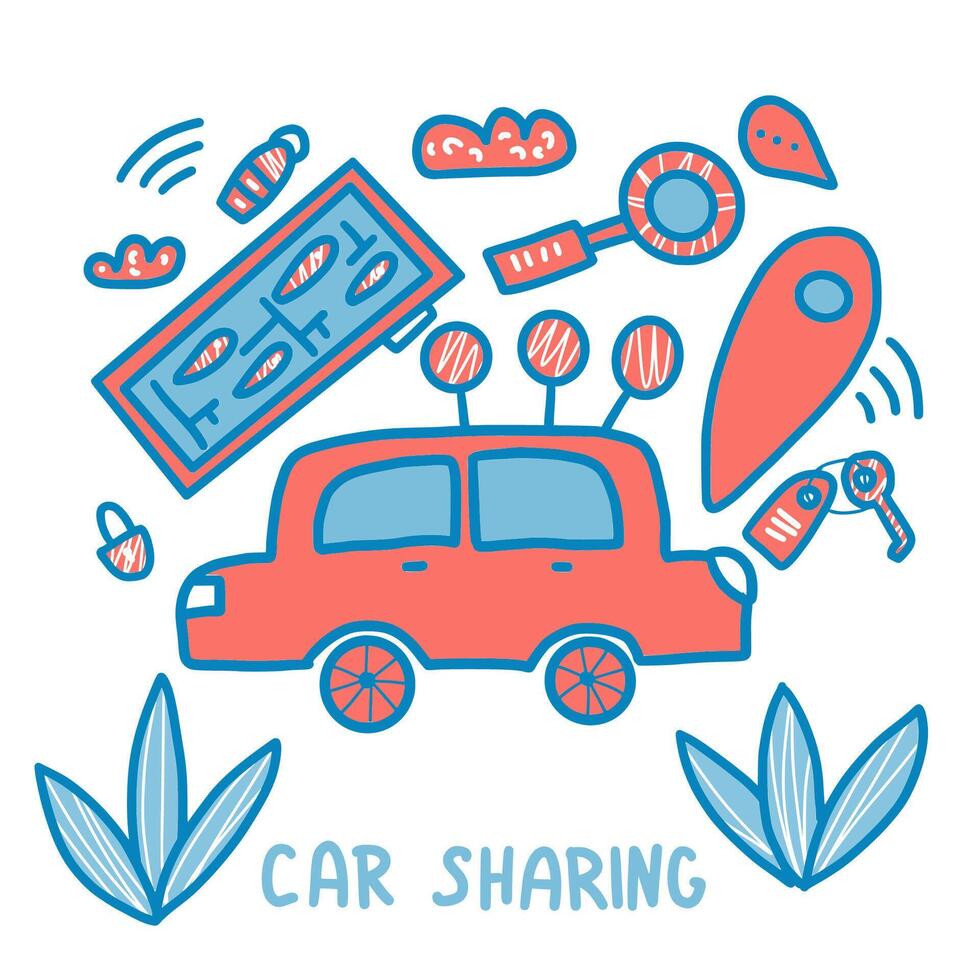 auto sharing concept. vector vlak illustratie.