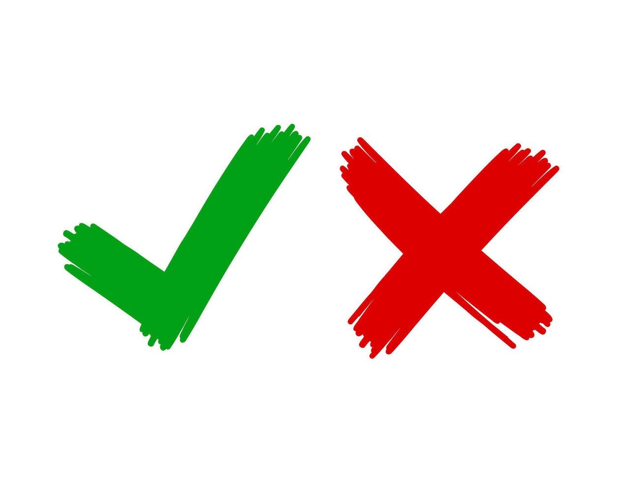 controleren Mark icoon , Kruis aan kruis teken elementen.verkiezing keuze, controleren merken, goedkeuring tekens ontwerp. rood x, groen OK. lijst merken, enquête tekens. vector