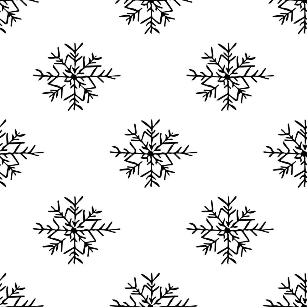 doodle naadloos patroon met sneeuwvlokken vector
