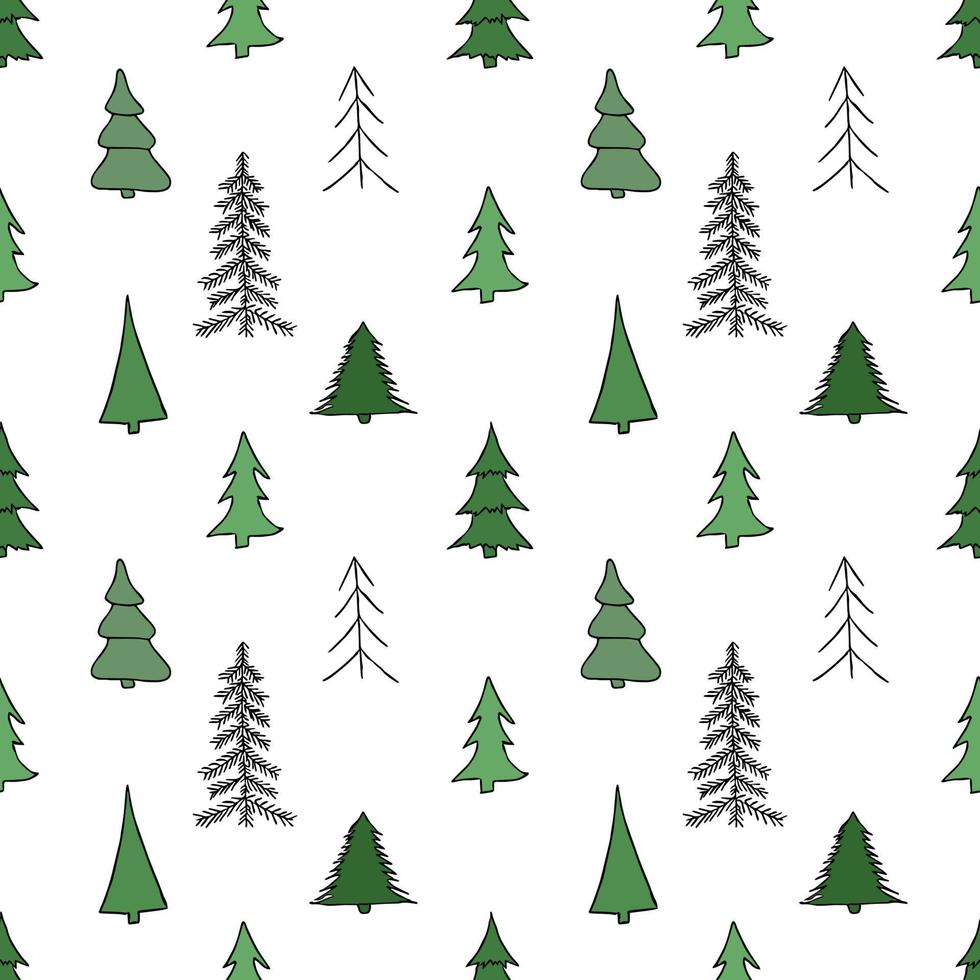 naadloos patroon met kerstbomen. doodle kerst achtergrond vector