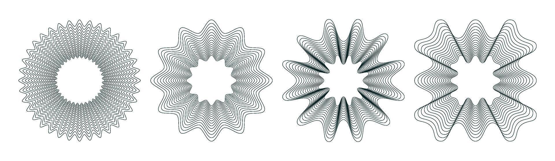 spirografen in divers vormen. vector spirograaf patroon kader