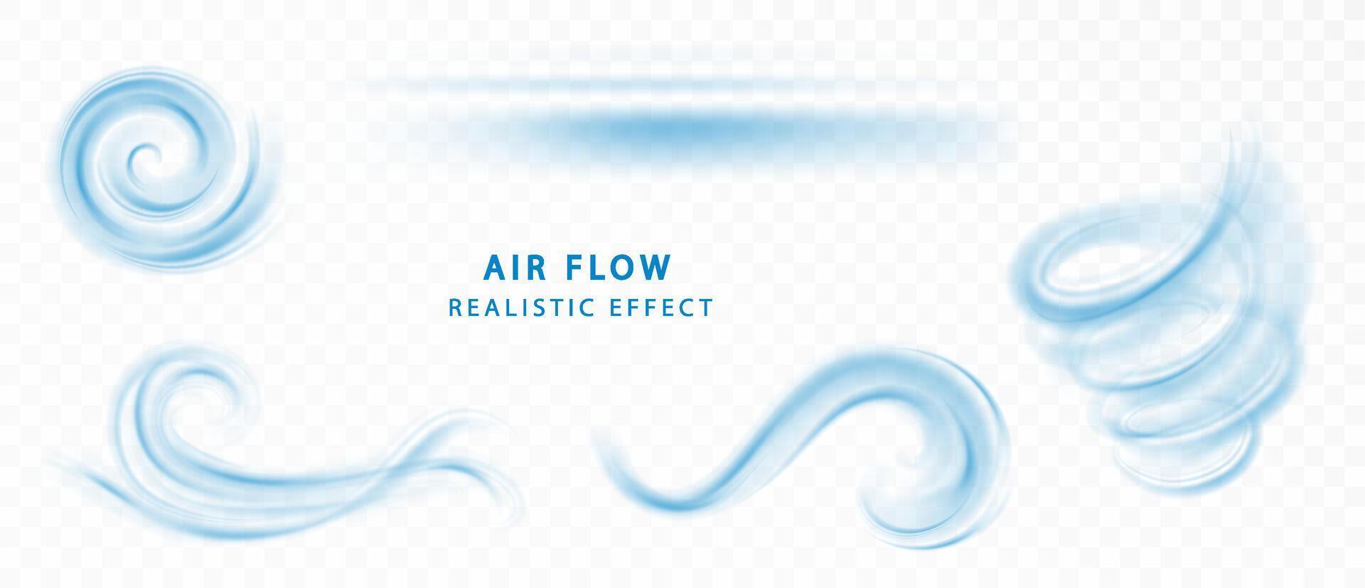 blauw lucht stromen Golf effect set. golven tonen een stroom van schoon vers lucht. geïsoleerd vector ontwerp element