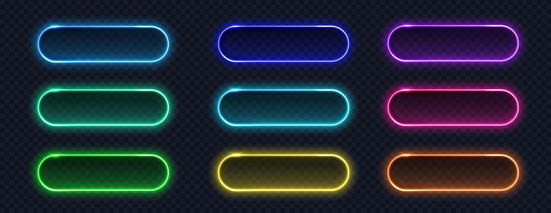 neon knop modern icoon set. gloeiend kaders teken verzameling voor web ontwerp, app, spel en koppel vector