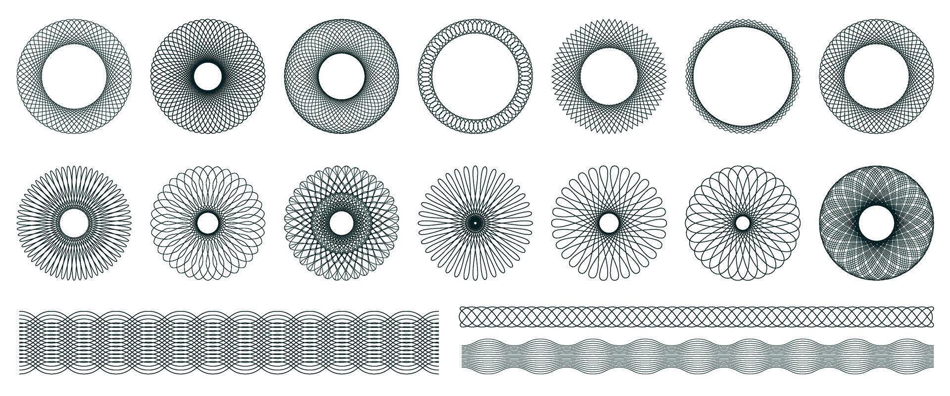 spirograaf grafisch elementen. verzameling van abstract vormen voor ontwerp. vector illustratie