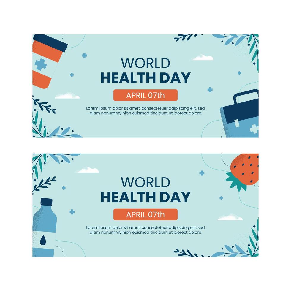 hand- getrokken wereld Gezondheid dag horizontaal banners reeks vector