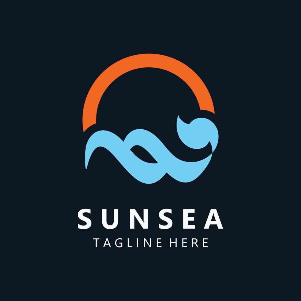 zon zee logo ontwerp creatief premie zon strand vector