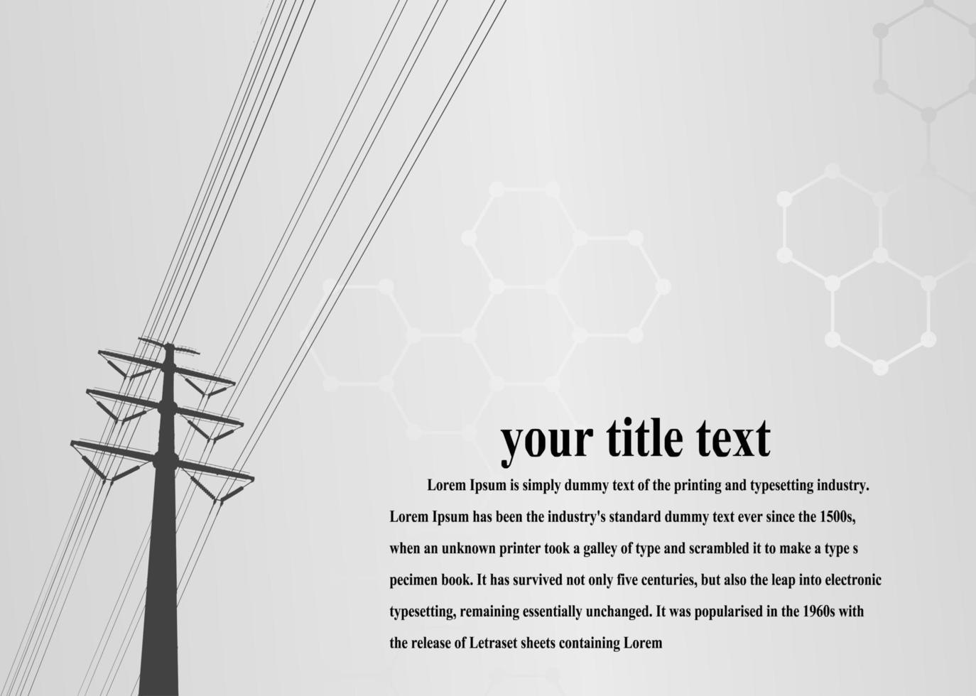 elektrische paal. hoogspanningstransmissiesystemen. een netwerk van onderling verbonden elektriciteit in alle gebieden. symbolen, stappen bedrijfsplanningspak. presentatie en reclame. vectorillustratie. vector