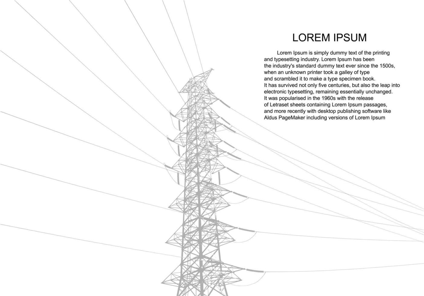 elektrische paal. hoogspanningstransmissiesystemen. een netwerk van onderling verbonden elektriciteit in alle gebieden. symbolen, stappen bedrijfsplanningspak. presentatie en reclame. vectorillustratie. vector