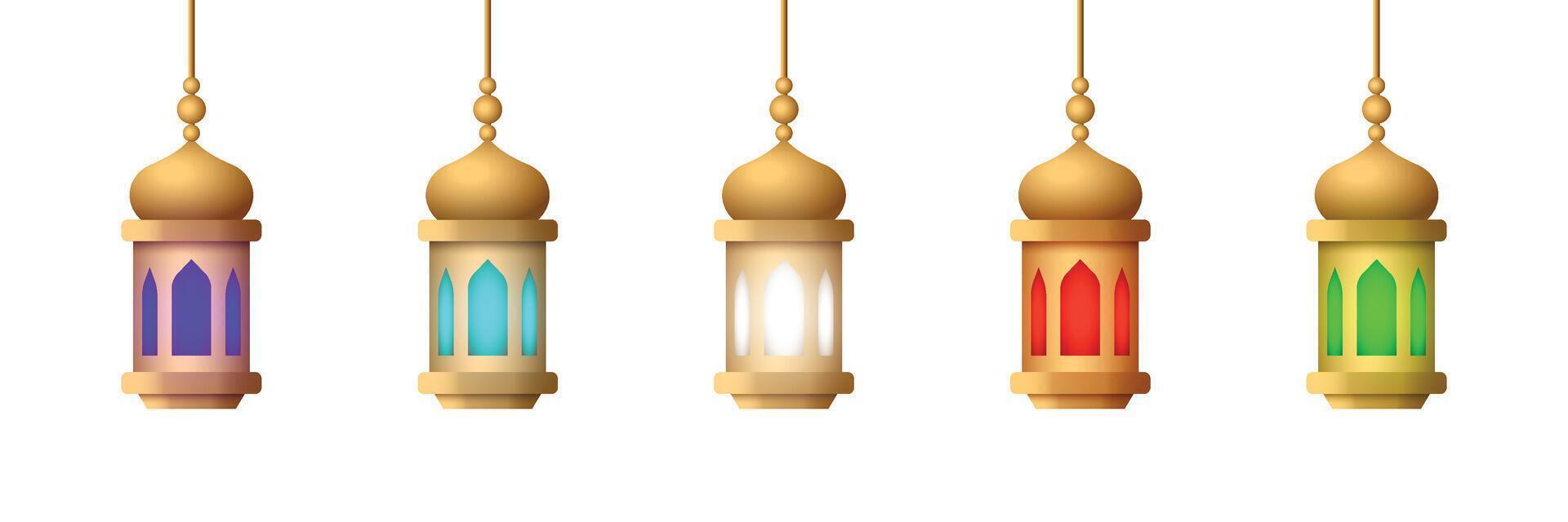 realistisch lantaarn ornament vector reeks verzameling ontwerp