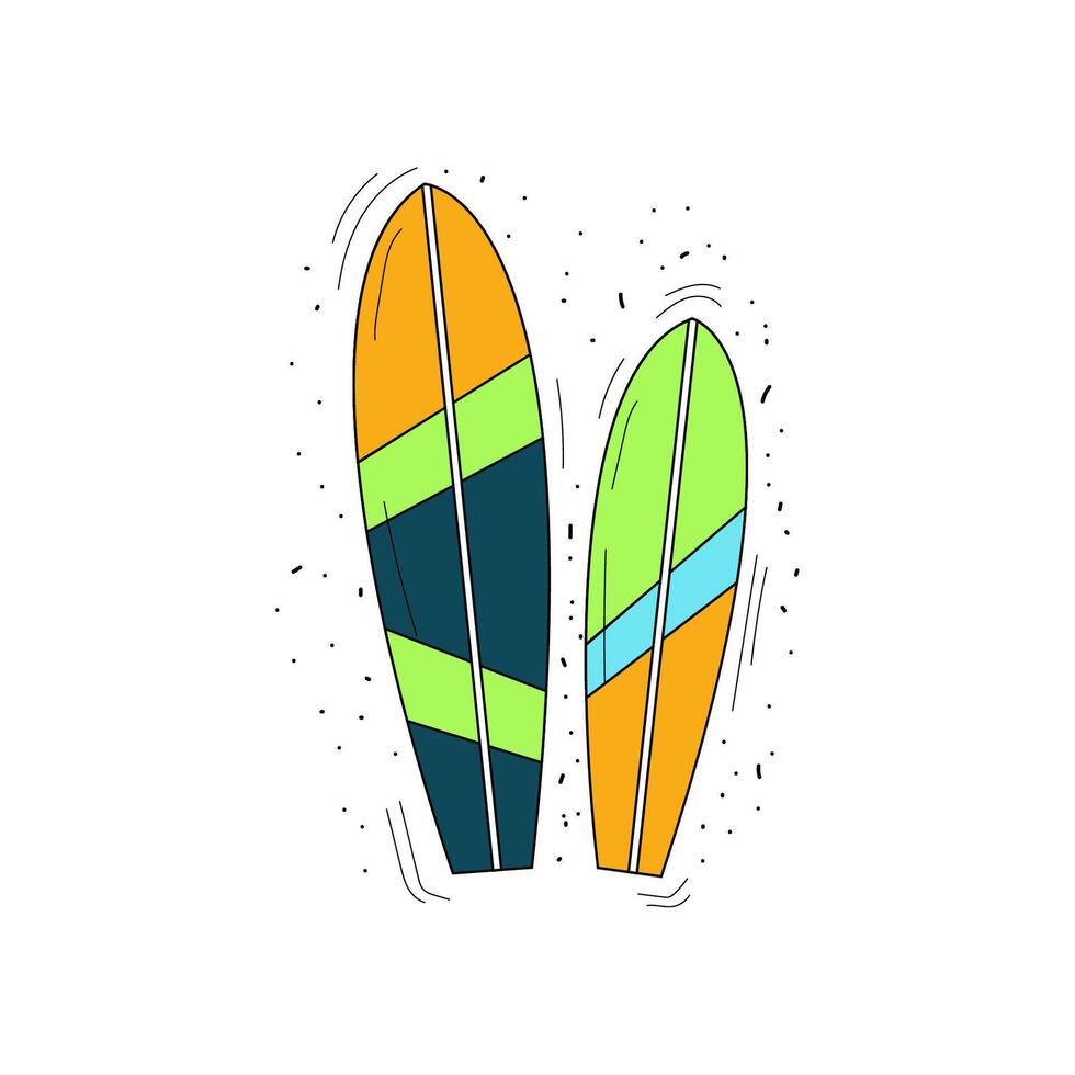 zomer surfplank, logo en surfing icoon in vector. extreem water sport. vector