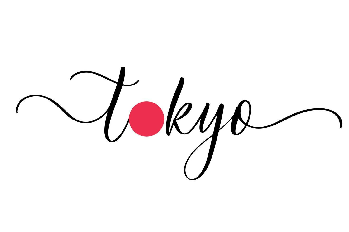 Olympische Zomerspelen 2020 in Tokio. kleurrijke ringen en kalligrafie. Japan. vector