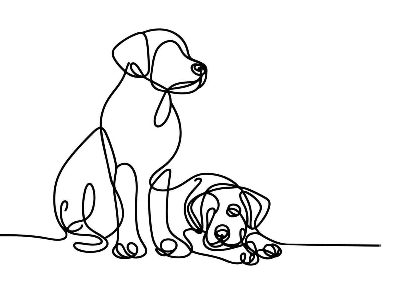 ai gegenereerd doorlopend een zwart lijn tekening van hond schets tekening vector illustratie op wit achtergrond