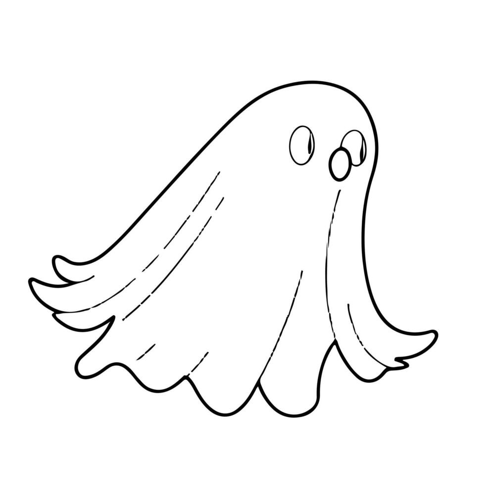 ai gegenereerd een doorlopend zwart lijn tekening van geest halloween concept schets tekening vector illustratie Aan wit achtergrond