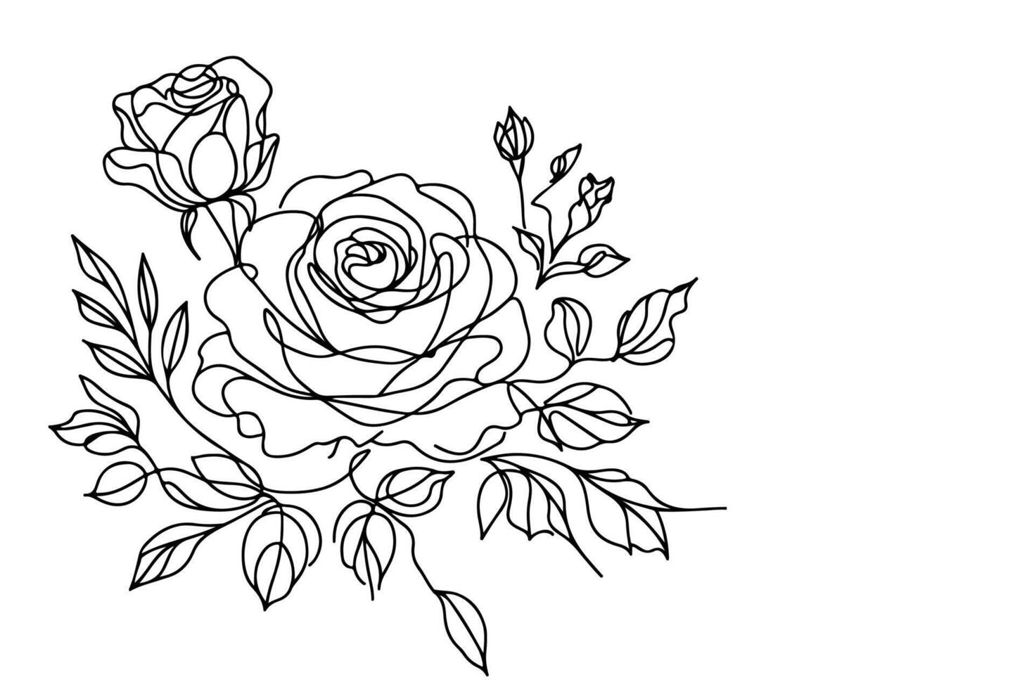 doorlopend een zwart lijn kunst tekening mooi roos schets tekening kleur vector illustratie Aan wit achtergrond