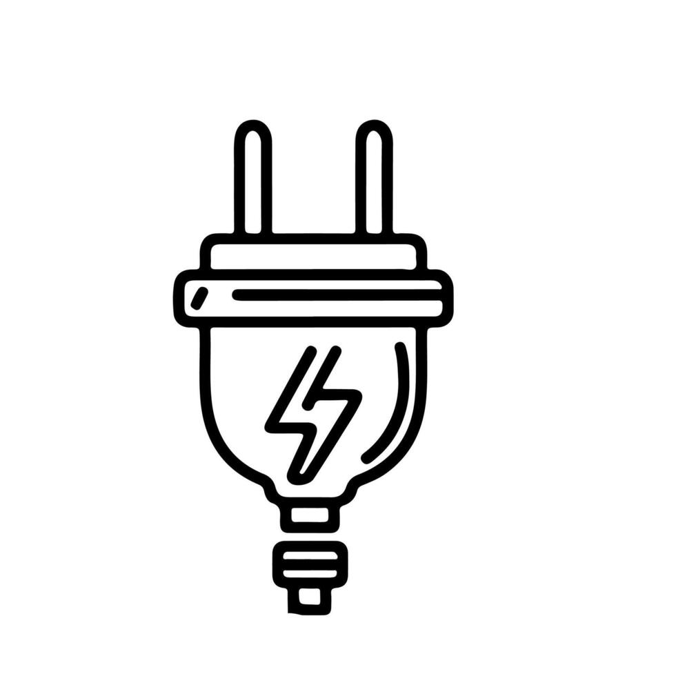 ai gegenereerd doorlopend een lijn tekening elektrisch plug en elektriciteit licht teken icoon schets tekening vector illustratie Aan wit achtergrond