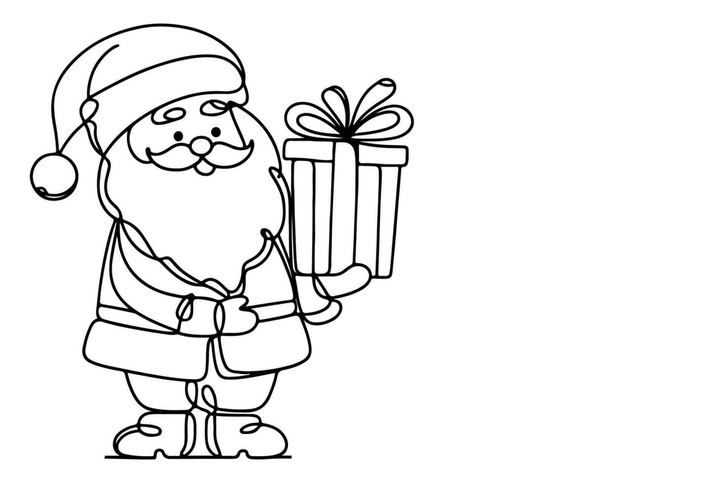 ai gegenereerd ne doorlopend zwart lijn kunst tekening van vrolijk Kerstmis boom. hand- getrokken van de kerstman claus schets tekening vector illustratie