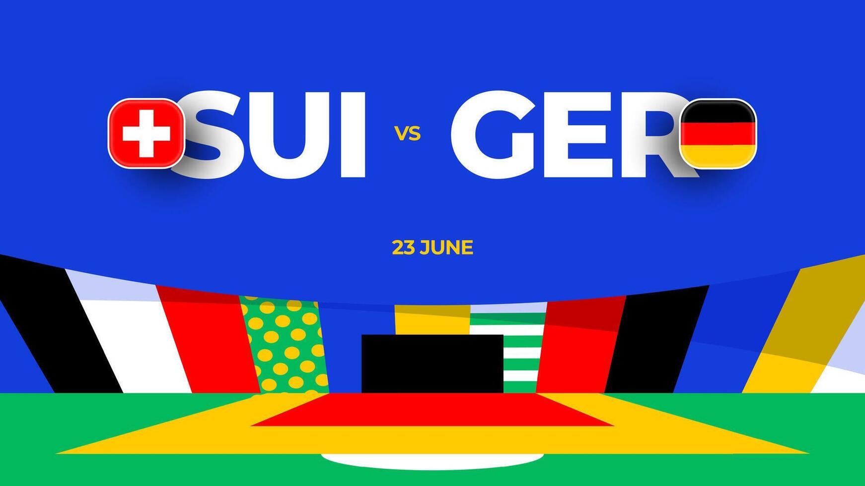 Zwitserland vs Duitsland Amerikaans voetbal 2024 bij elkaar passen versus. 2024 groep stadium kampioenschap bij elkaar passen versus teams intro sport achtergrond, kampioenschap wedstrijd vector