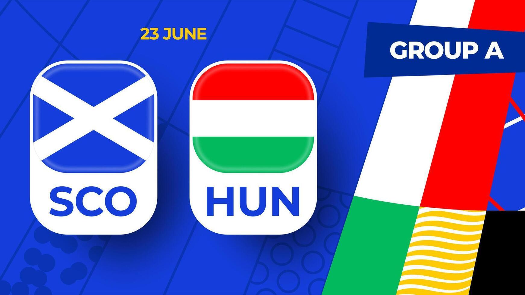 Schotland vs Hongarije Amerikaans voetbal 2024 bij elkaar passen versus. 2024 groep stadium kampioenschap bij elkaar passen versus teams intro sport achtergrond, kampioenschap wedstrijd vector