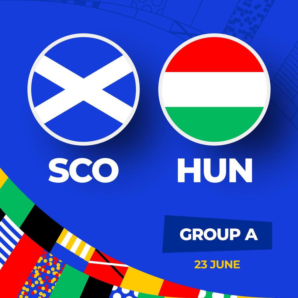 Schotland vs Hongarije Amerikaans voetbal 2024 bij elkaar passen versus. 2024 groep stadium kampioenschap bij elkaar passen versus teams intro sport achtergrond, kampioenschap wedstrijd vector