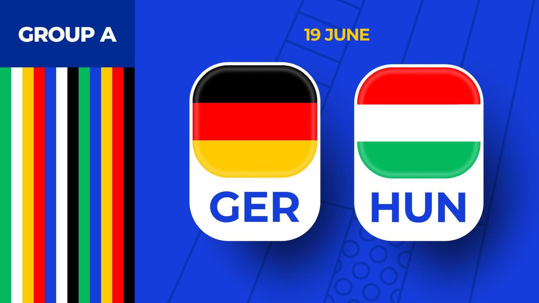 Duitsland vs Hongarije Amerikaans voetbal 2024 bij elkaar passen versus. 2024 groep stadium kampioenschap bij elkaar passen versus teams intro sport achtergrond, kampioenschap wedstrijd vector