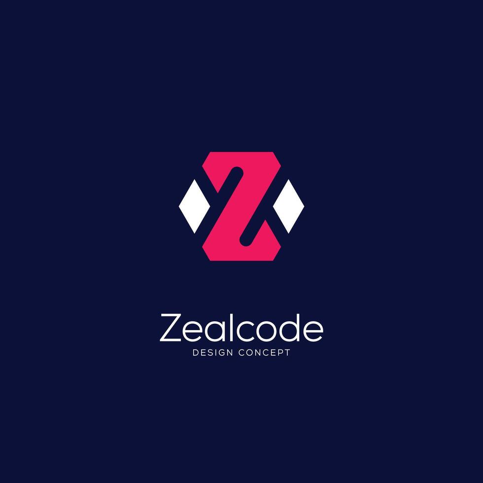 brief z modern logo ijver code zeshoek gebaseerd concept vector icoon