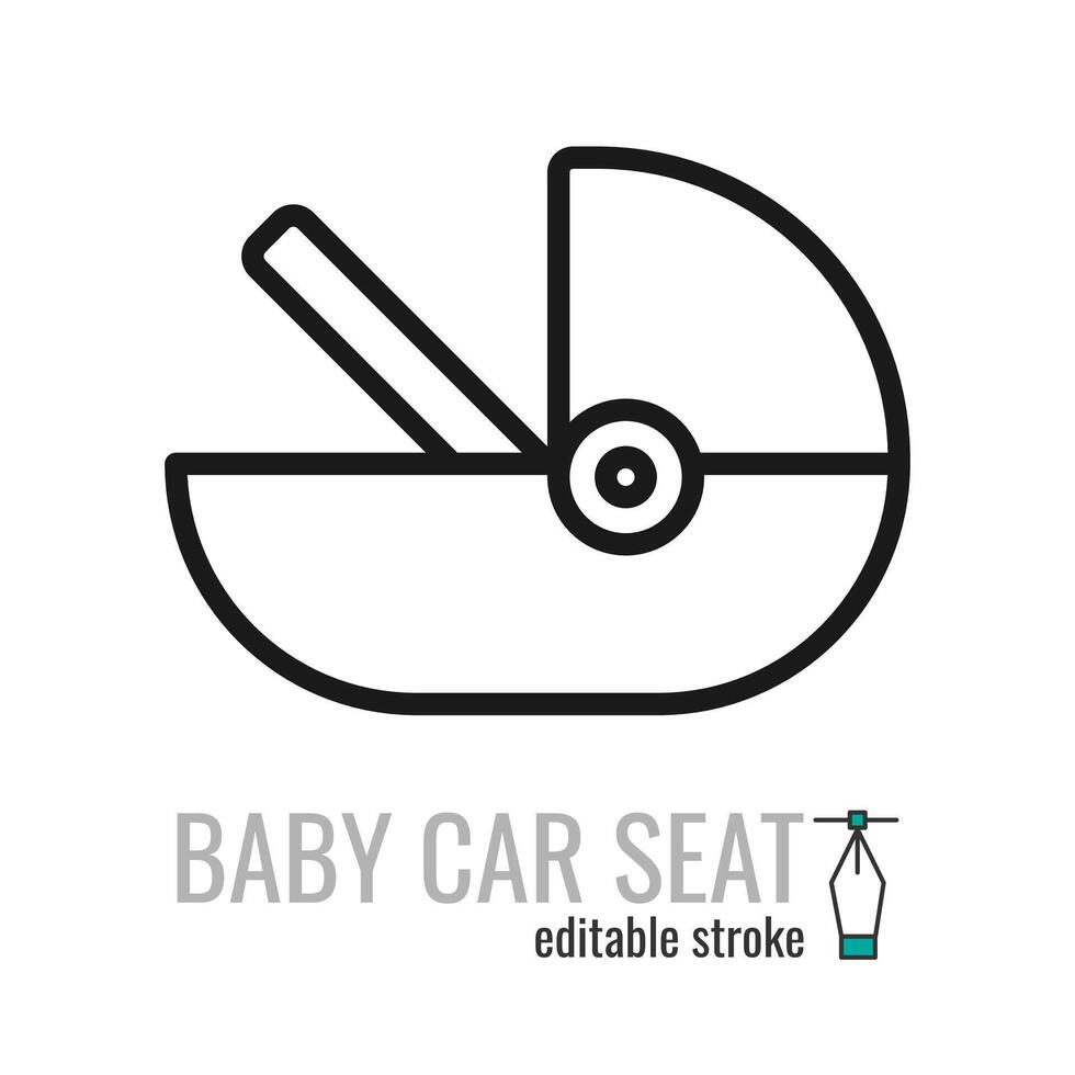 baby auto stoel lijn icon.veilig kind op reis symbool.baby, pasgeboren baby stoel schets vector icon.lineair stijl teken voor mobiel concept en web ontwerp. symbool, logo illustratie eps 10. bewerkbare beroerte