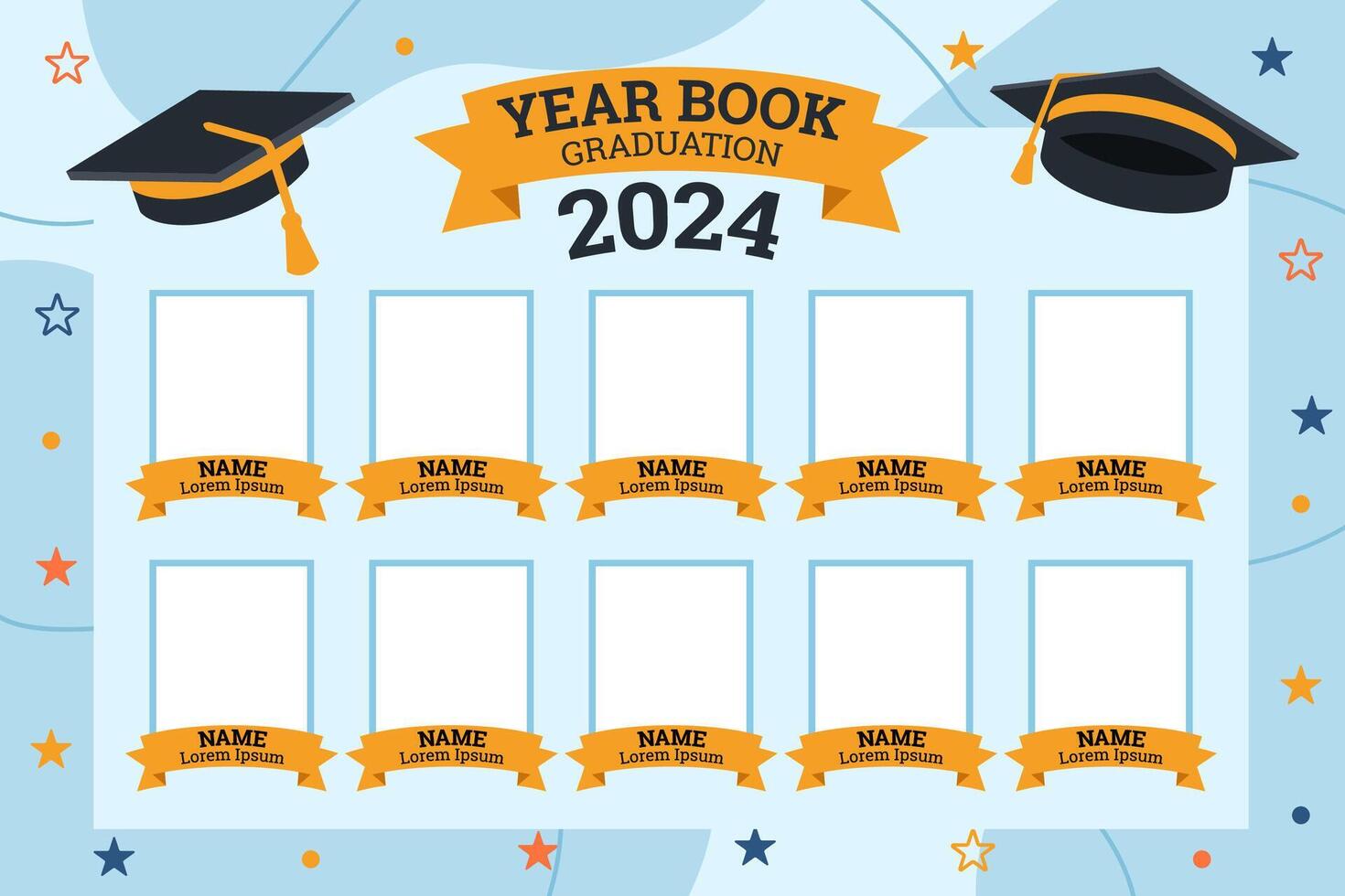 diploma uitreiking 2024 jaarboek schattig vector illustratie