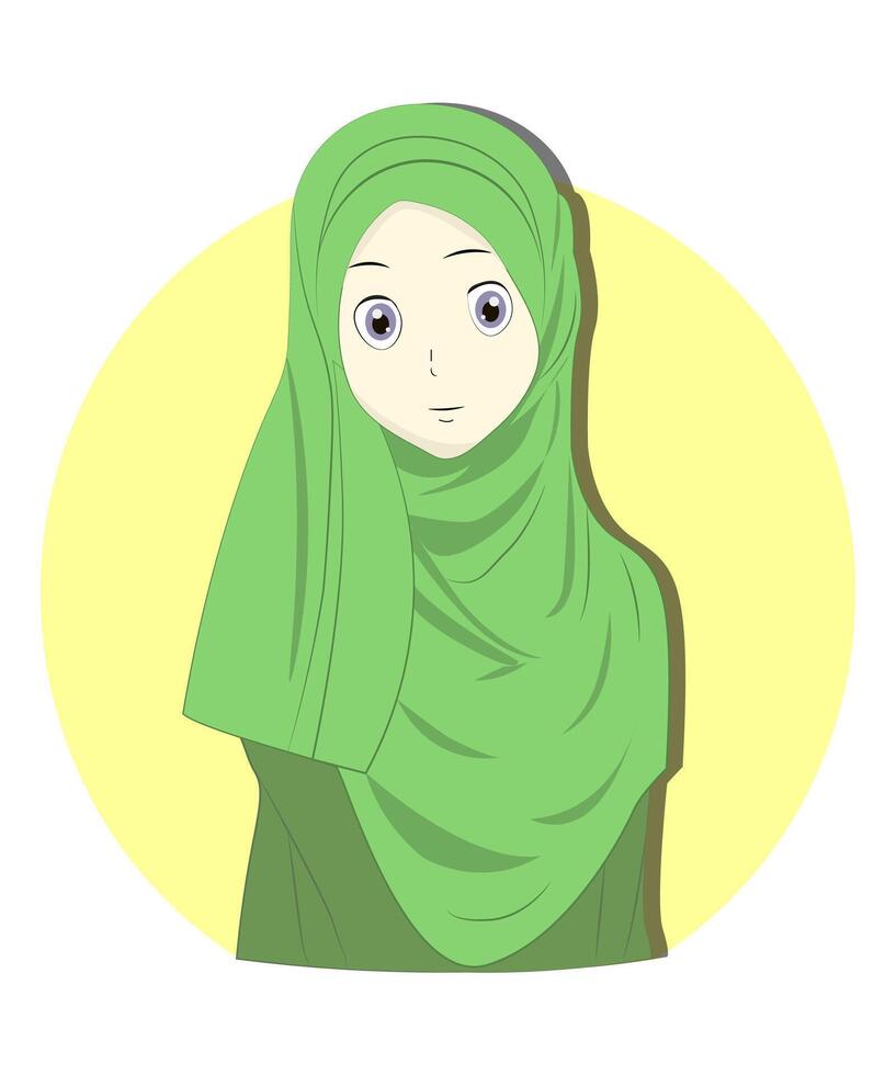 mooi meisje in hijaab. schattig tekenfilm meisje. groente. vector