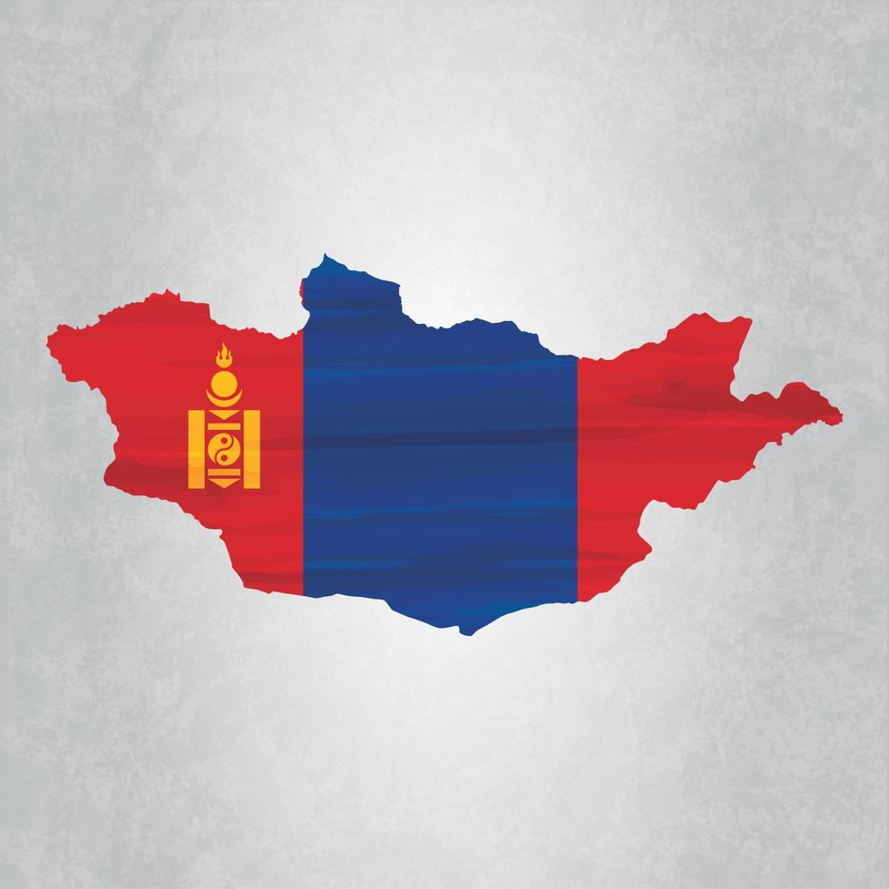 Mongolië kaart met vlag vector