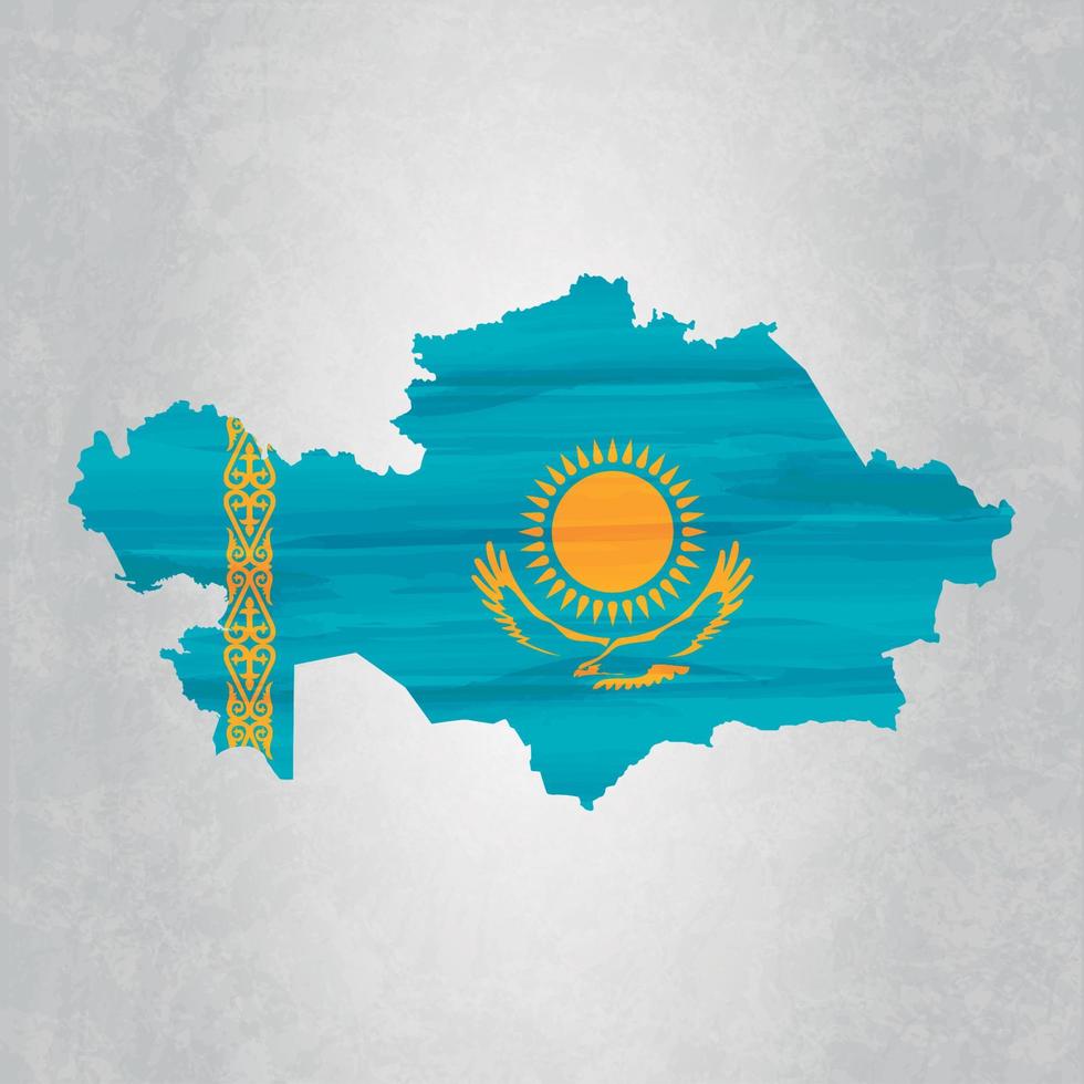 Kazachstan kaart met vlag vector