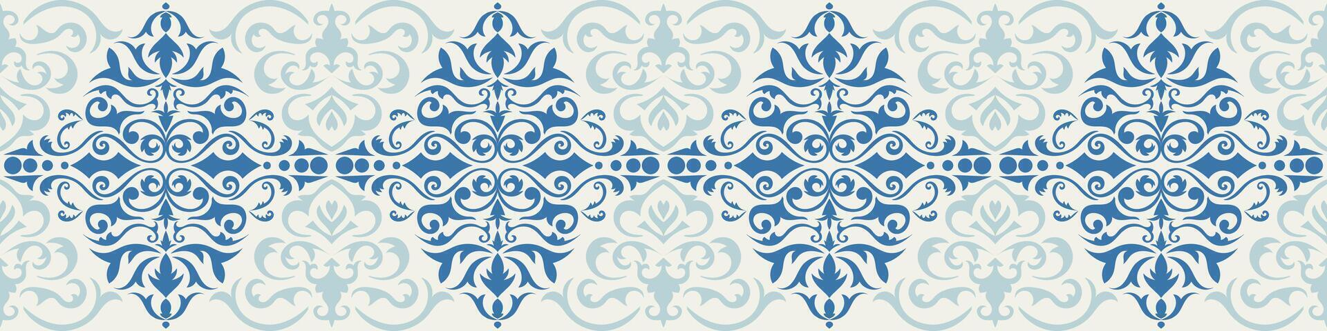 blauw horizontaal naadloos wijnoogst patroon voor behang en grenzen. vector