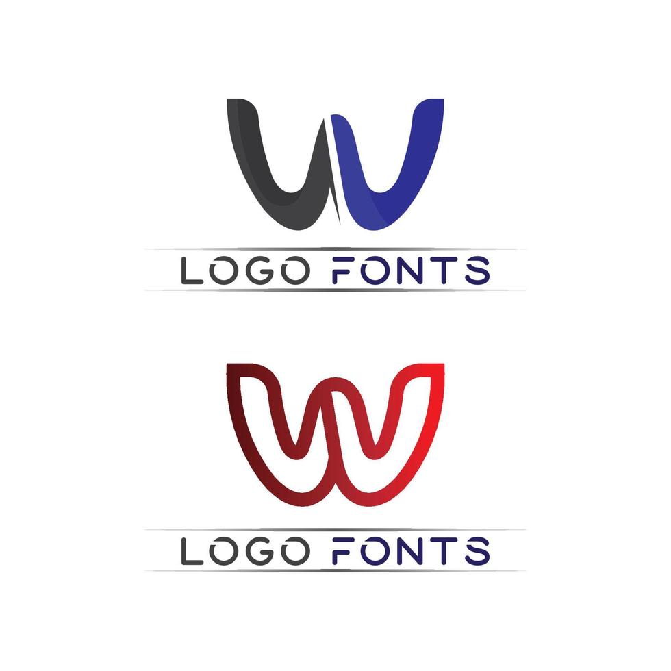 w letter en lettertype logo sjabloon ontwerp vector