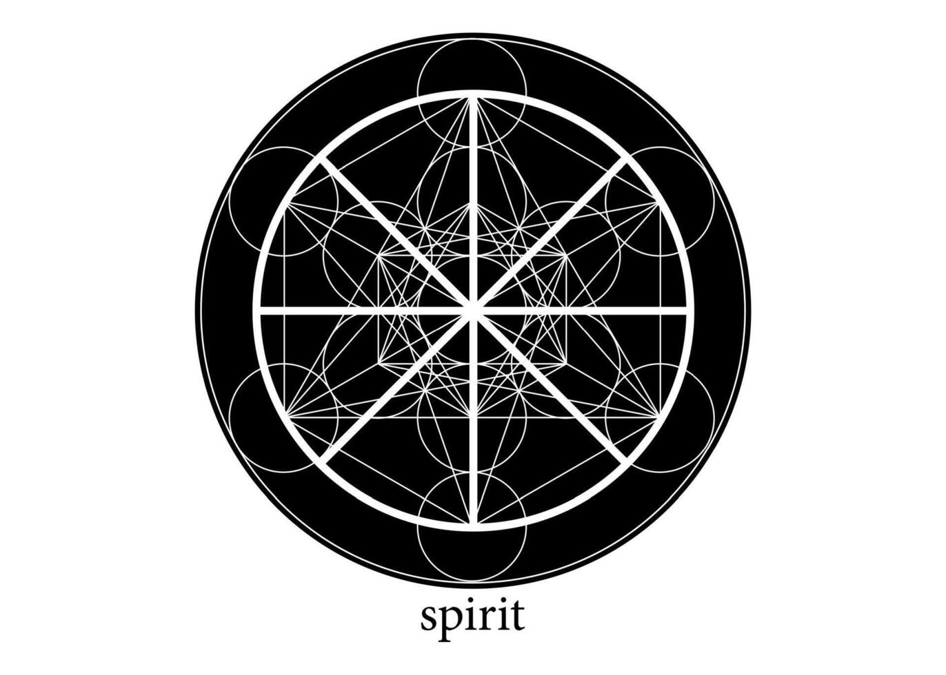 geest symbool wicca alchimie icoon, heilig geometrie, magie logo ontwerp van de geestelijk teken. zwart en wit mandala geïsoleerd Aan wit achtergrond vector