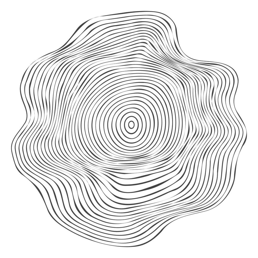 houten topografie cirkels. hout biologisch plak lijn ontwerp. lijn rimpeling cirkel hout textuur. boom besnoeiing vector