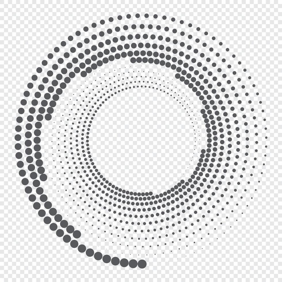 halftone circulaire stippel kader. ronde stippel kader. roterend stippel cirkels ontwerp. ronde grens icoon. ronde logo vector