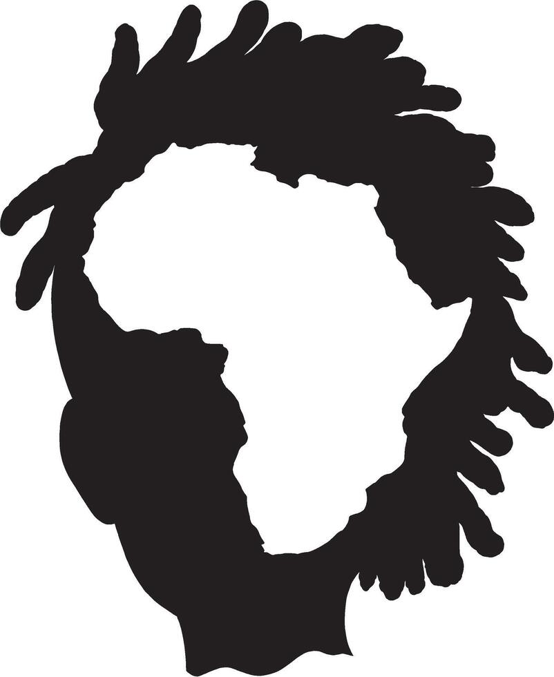 Afrika kaart silhouet van Afrikaanse hoofd illustratie vector