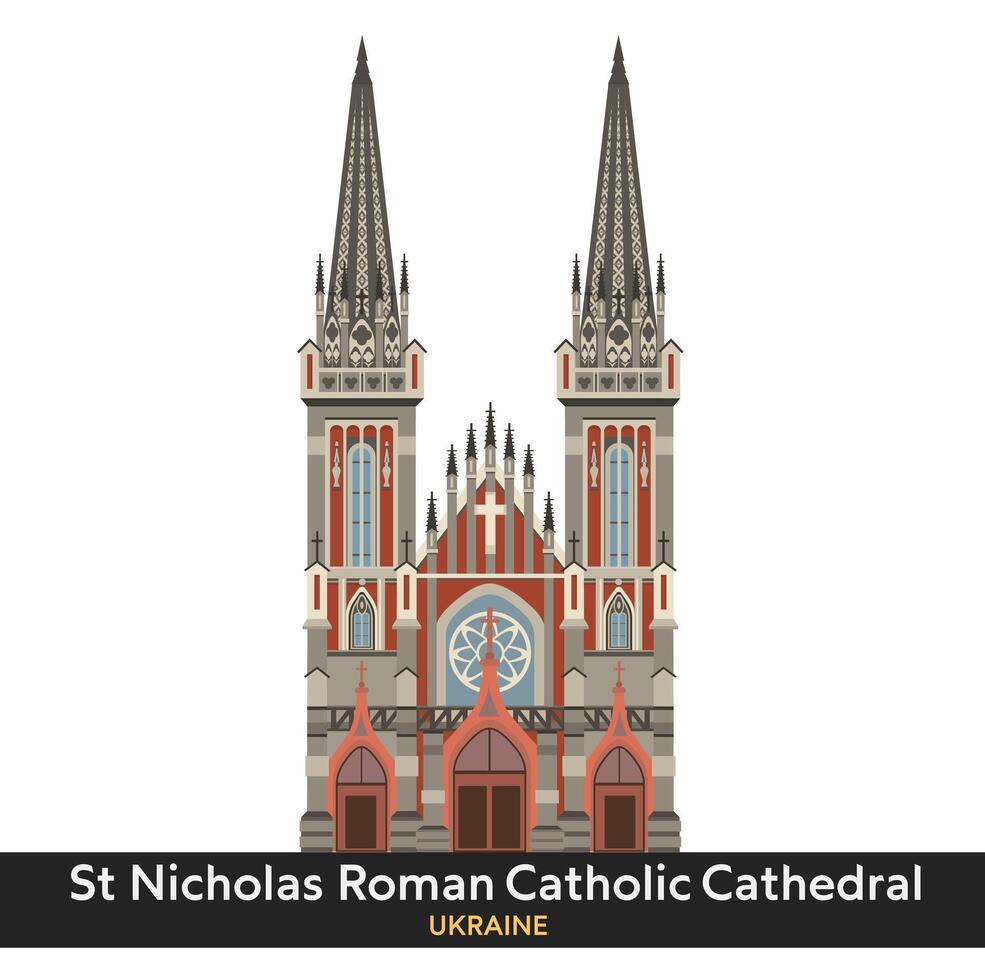 st. nicholas Romeins Katholiek kerk, kiev, Oekraïne. illustratie vector