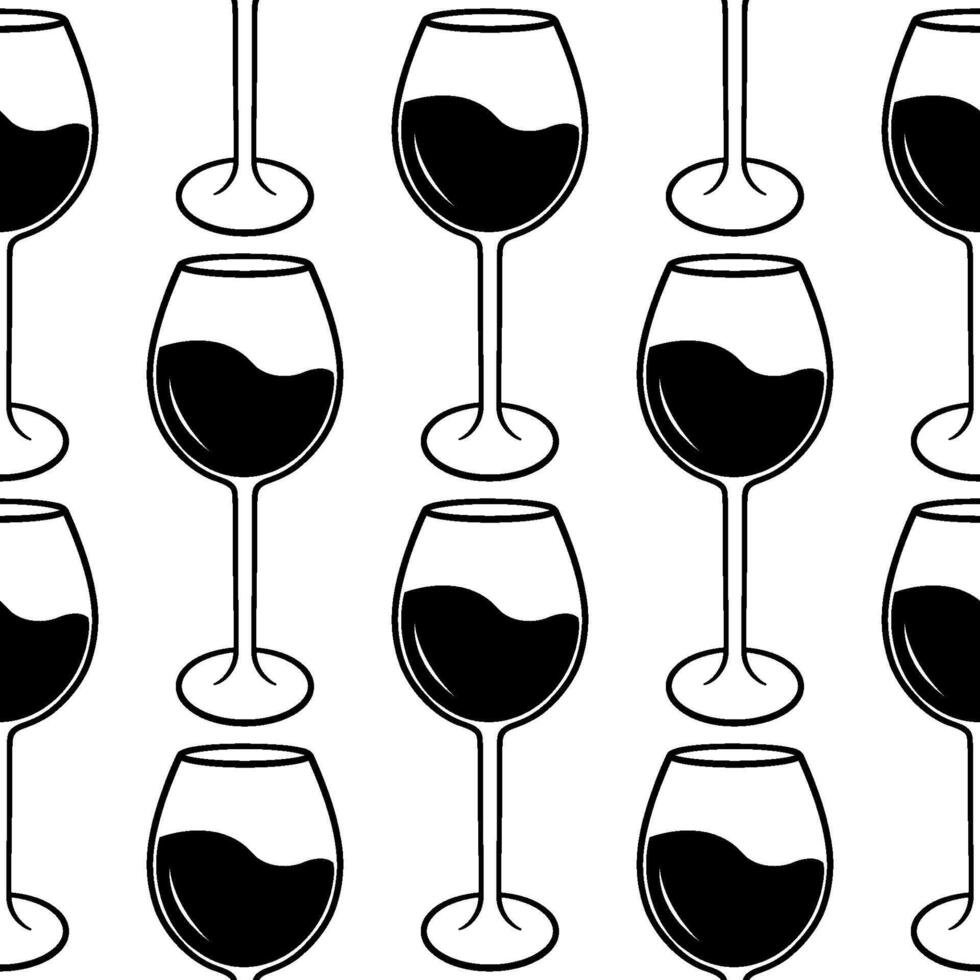 monochroom naadloos patroon met wijn glas silhouet. illustratie geïsoleerd Aan wit achtergrond. icoon vector