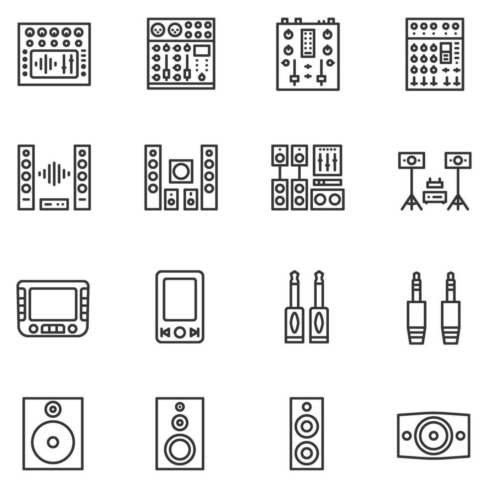 audio spreker icoon , kabel, mixer, muziek, jack plug vector